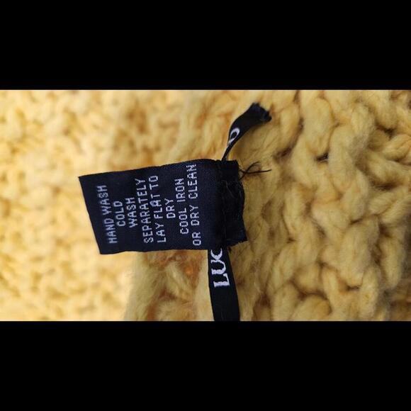 Lucky Brand Women's Cropped Knit Wool Sweater - Bright Yellow Size Medium - Picture 9 of 9